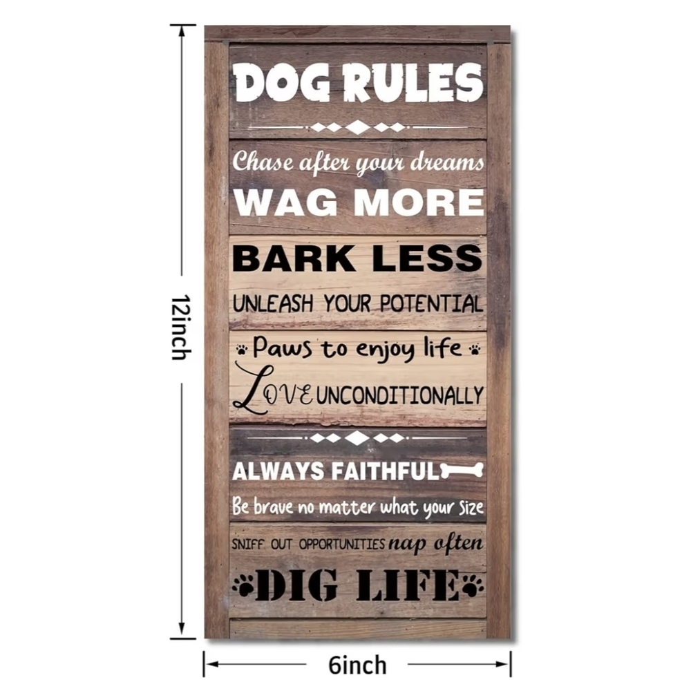 Dog Rules Wooden Sign